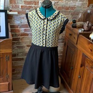 Dear Creatures Medium Black Cat Dress M yellow